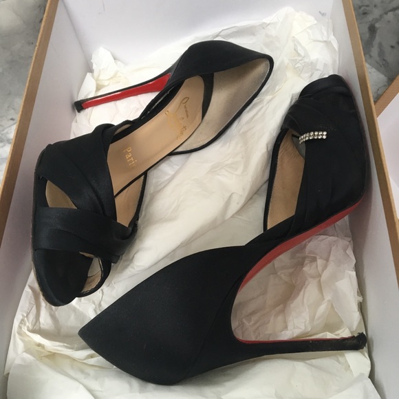 CHRISTIAN LOUBOUTIN Tres Ophrah Black Satin - Picture 1 of 7
